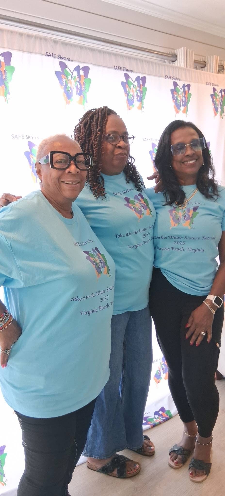S.A.F.E. Sisters in retreat shirts at Virginia Beach